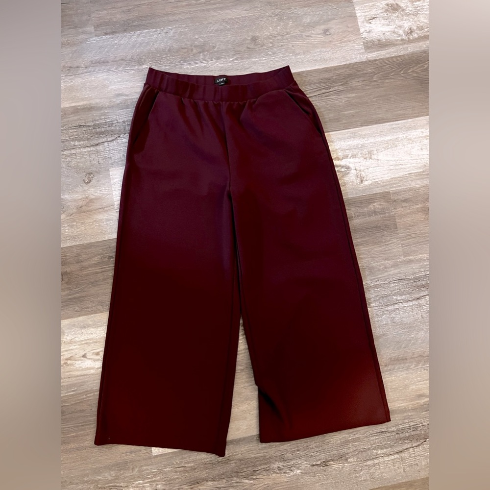LOFT Wide Leg Trousers Cranberry Sz Large